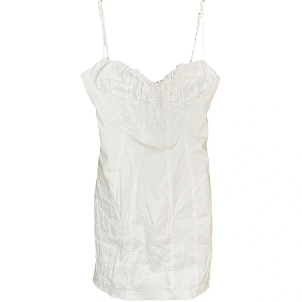 Zara Stretch Poplin Mini Dress White